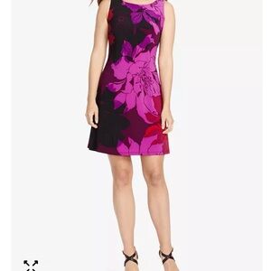 American Living Pink and Black Floral Tank Top